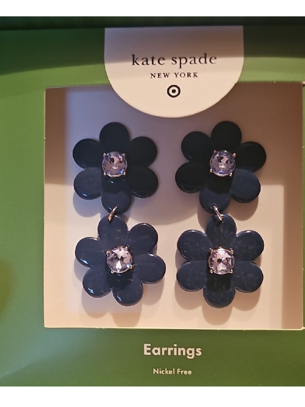 Kate Spade New York x Target Blue Flower Linear Dangle Earrings NIB